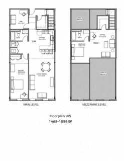 split floor plan of two different floors of a house
